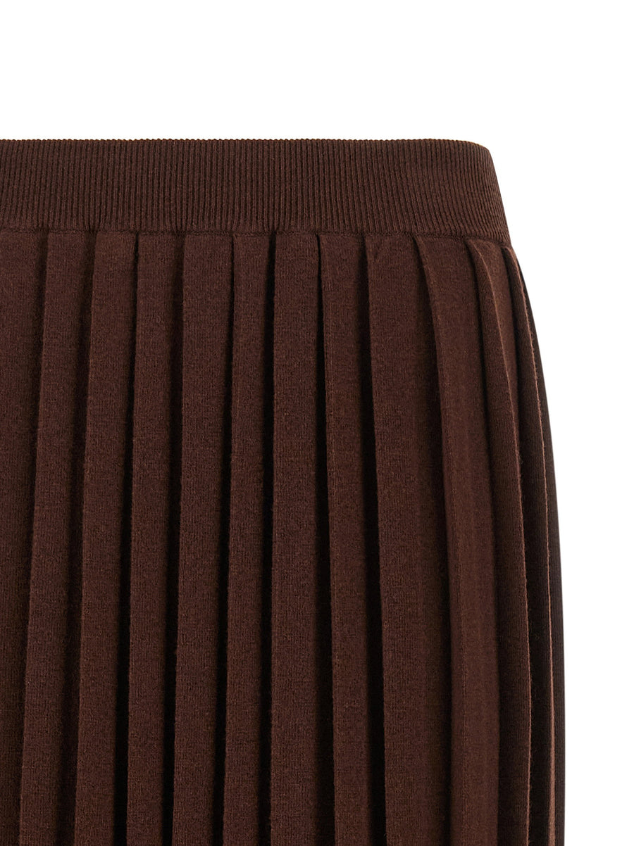 Fabiana Filippi Brown Virgin Wool Silk Cashmere Knitted Pleated Skirt