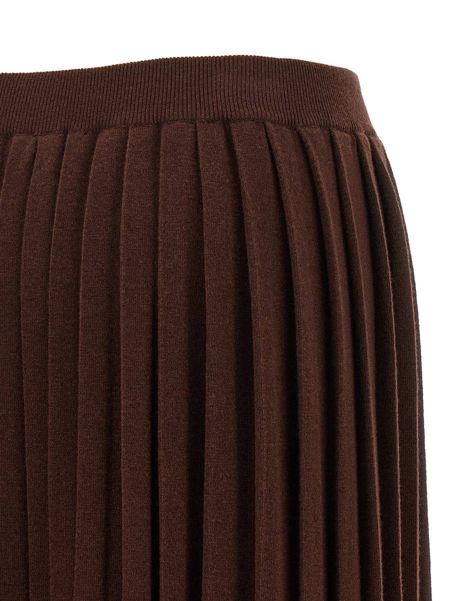 Fabiana Filippi Brown Virgin Wool Silk Cashmere Knitted Pleated Skirt