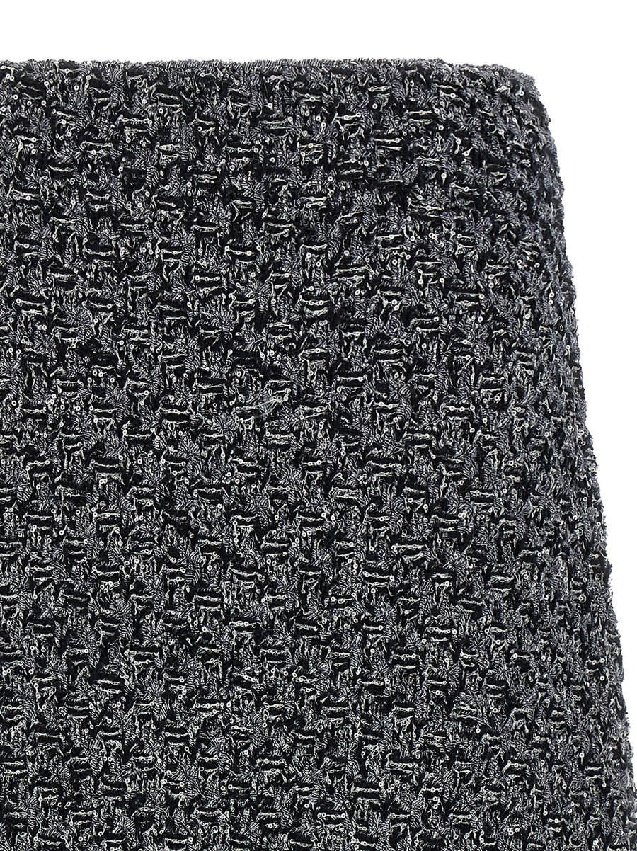 Fabiana Filippi Blue Tweed Denim Midi Skirt With Subtle Sparkle For Elegant Women