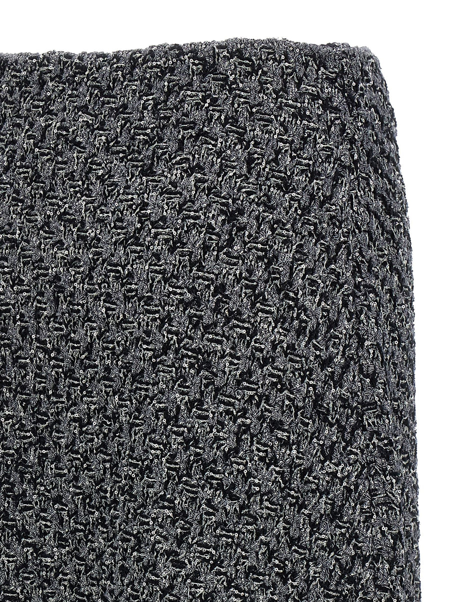 Fabiana Filippi Blue Tweed Denim Midi Skirt With Subtle Sparkle For Elegant Women