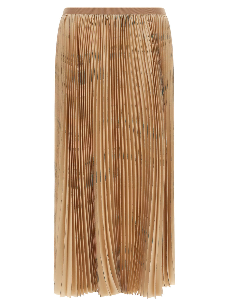 Fabiana Filippi Pleated Skirt Beige Midi With Elastic Waistband For Women Office Elegance