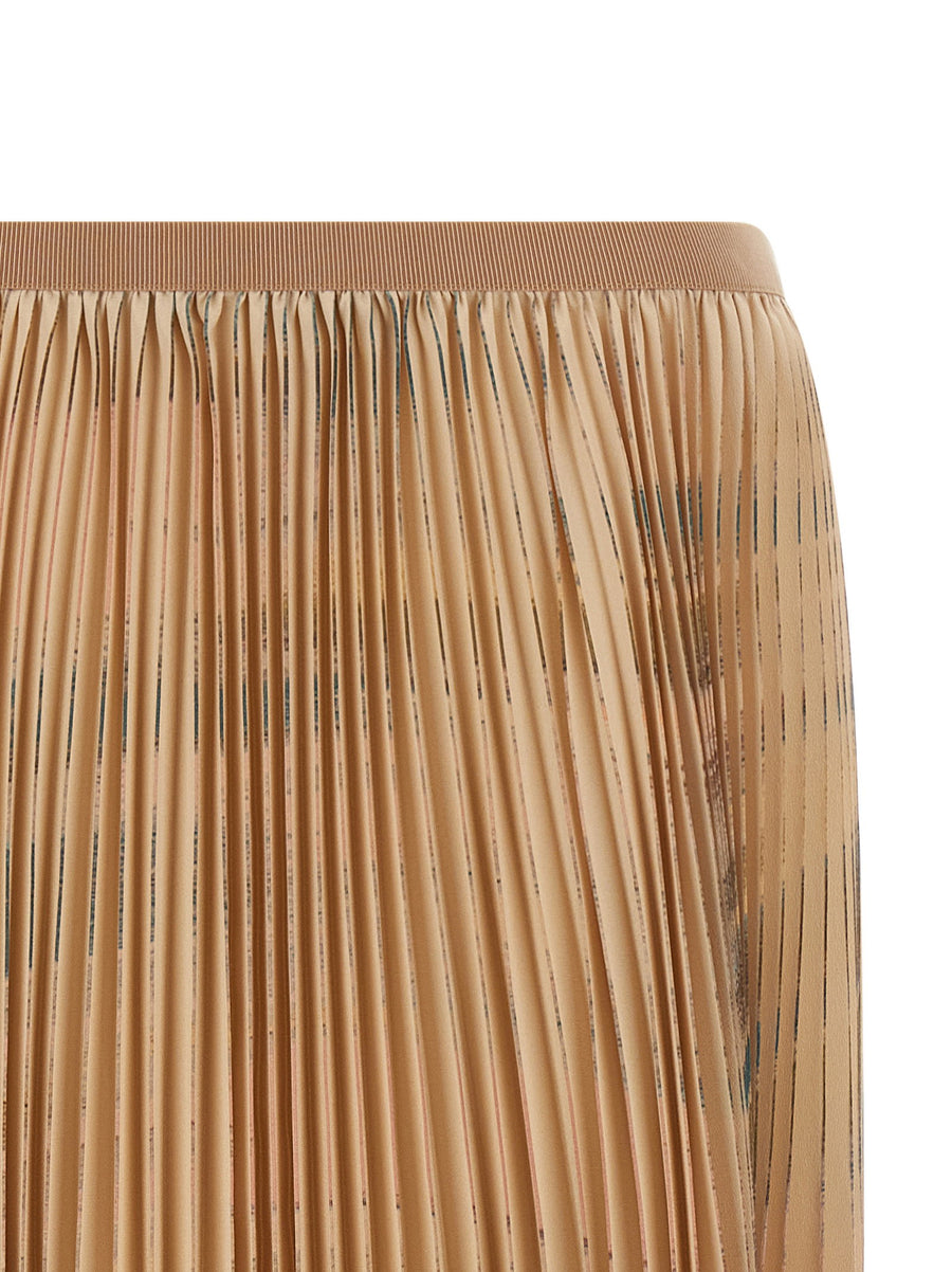 Fabiana Filippi Pleated Skirt Beige Midi With Elastic Waistband For Women Office Elegance