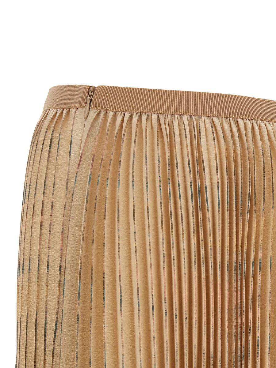 Fabiana Filippi Pleated Skirt Beige Midi With Elastic Waistband For Women Office Elegance