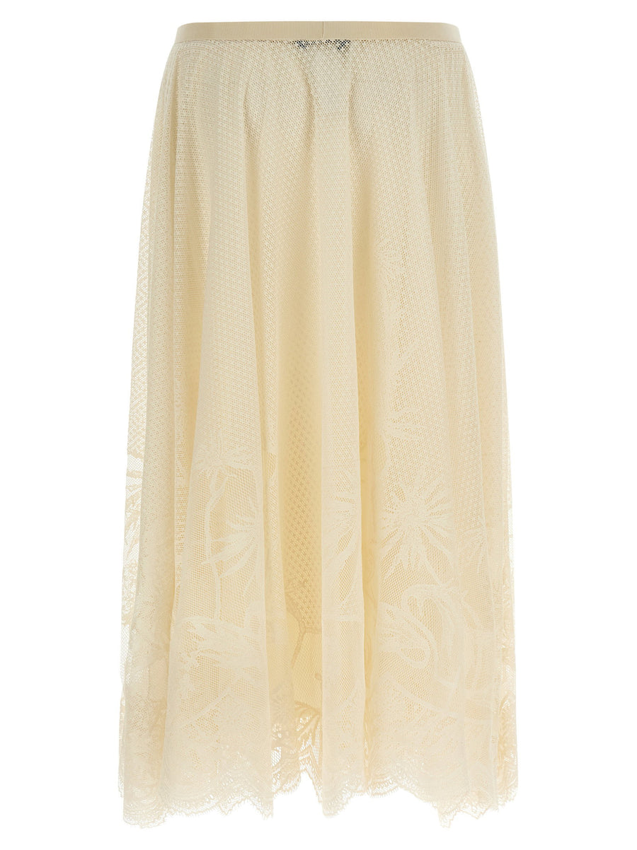 Fabiana Filippi Lace Skirt Removable Underskirt Beige Crocheted Midi For Women Luxury