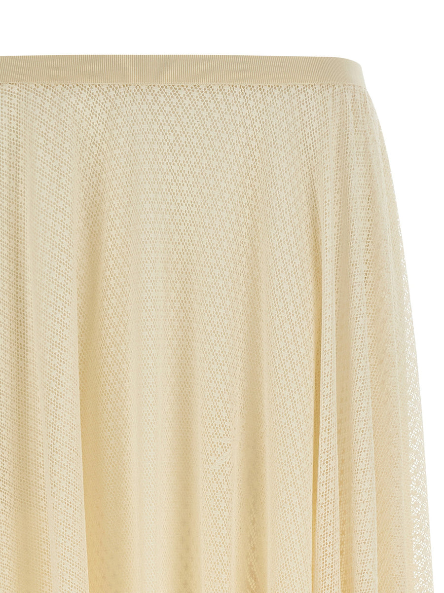 Fabiana Filippi Lace Skirt Removable Underskirt Beige Crocheted Midi For Women Luxury
