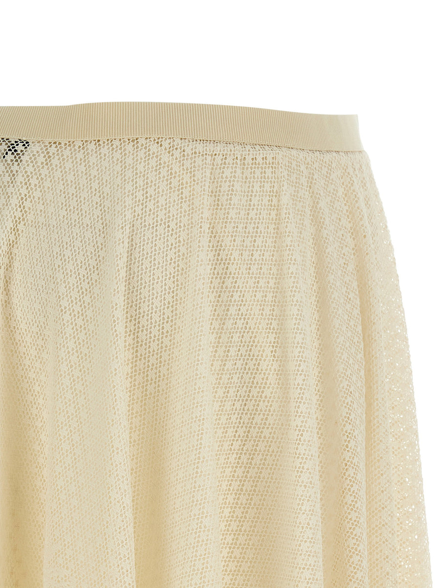 Fabiana Filippi Lace Skirt Removable Underskirt Beige Crocheted Midi For Women Luxury