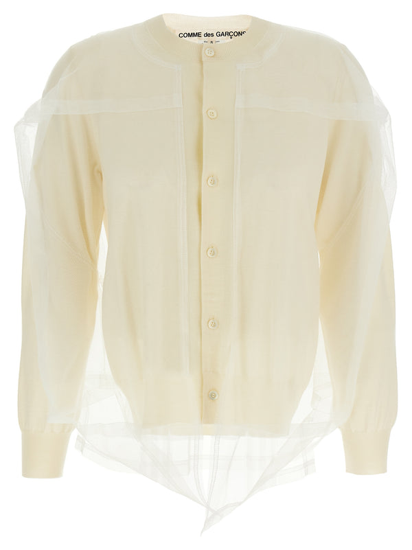 Luxurious Comme Des Garcons Tulle Cardigan With Architectural Multilayer Tulle For Women