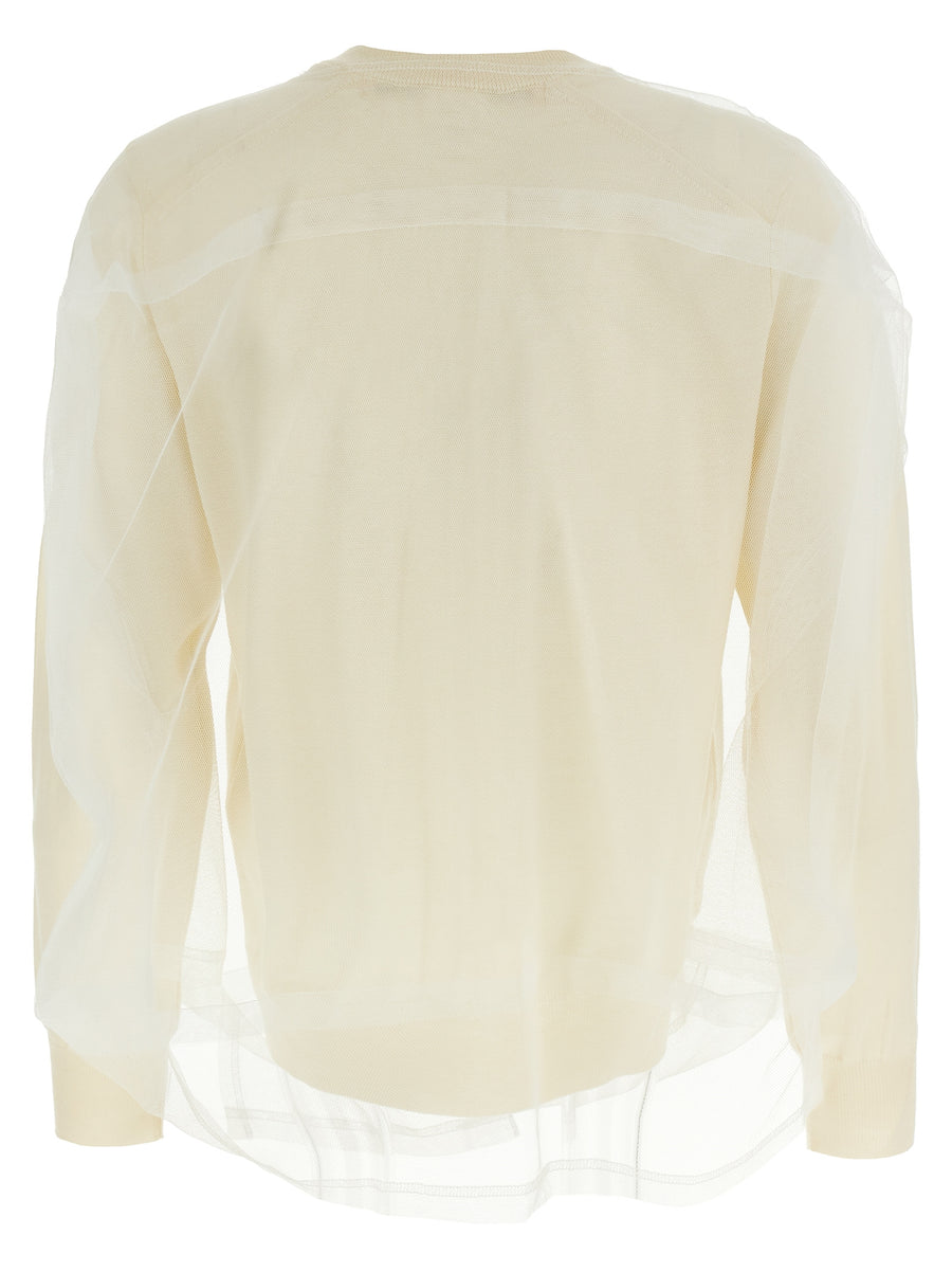 Luxurious Comme Des Garcons Tulle Cardigan With Architectural Multilayer Tulle For Women