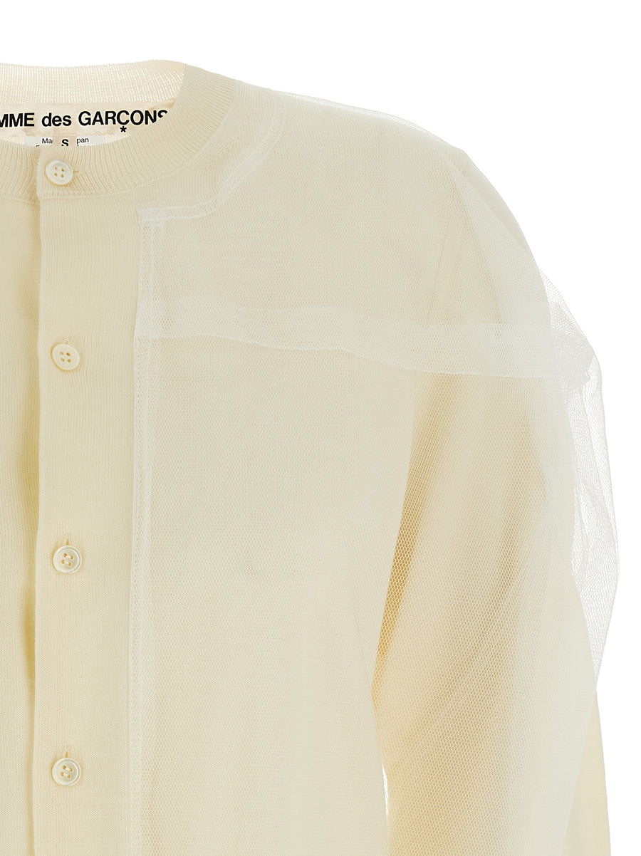 Luxurious Comme Des Garcons Tulle Cardigan With Architectural Multilayer Tulle For Women