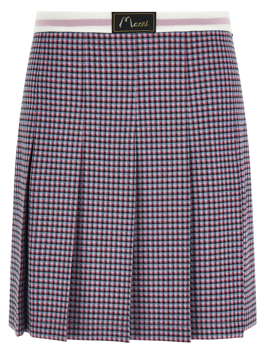 Marni Houndstooth Purple Skirt For Women Luxurious Viscose Blend Soft Drape Modern Chic