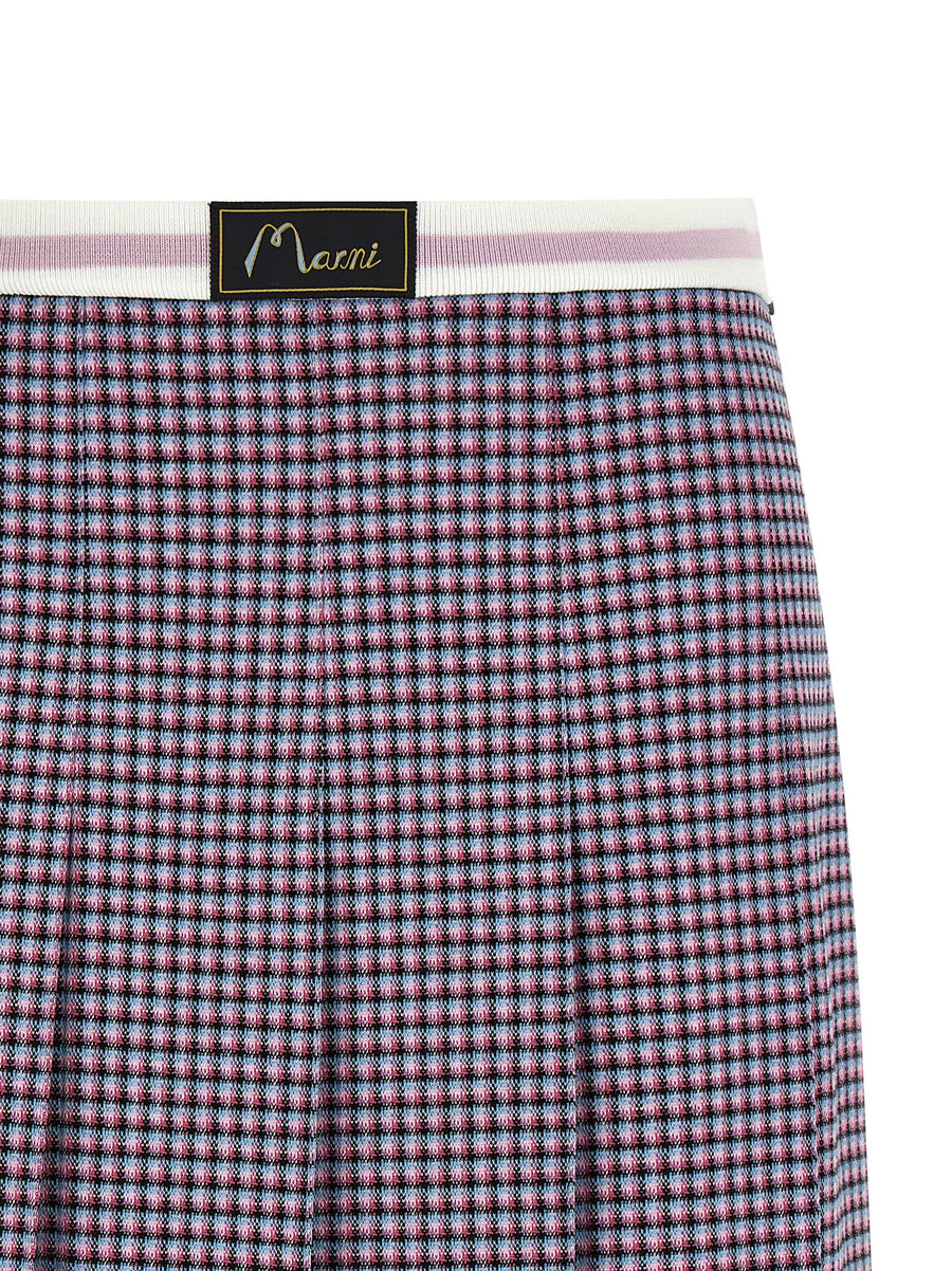 Marni Houndstooth Purple Skirt For Women Luxurious Viscose Blend Soft Drape Modern Chic