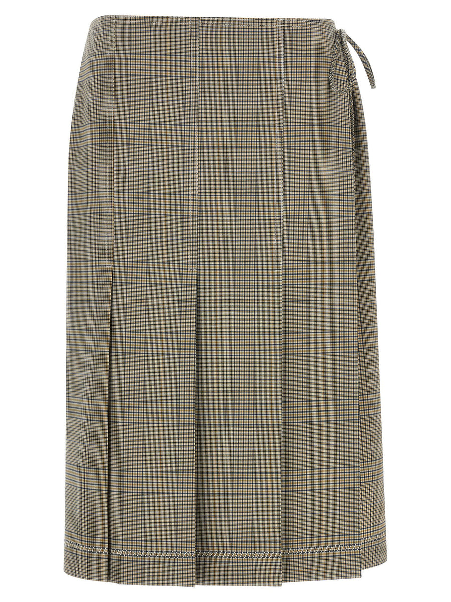 Marni Clement Wool Blend Skirt For Women Professional Wallet Style With Front Pleats And Side Lace Closure
