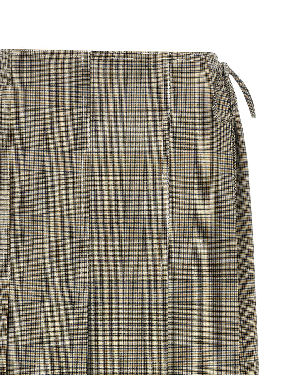 Marni Clement Wool Blend Skirt For Women Professional Wallet Style With Front Pleats And Side Lace Closure