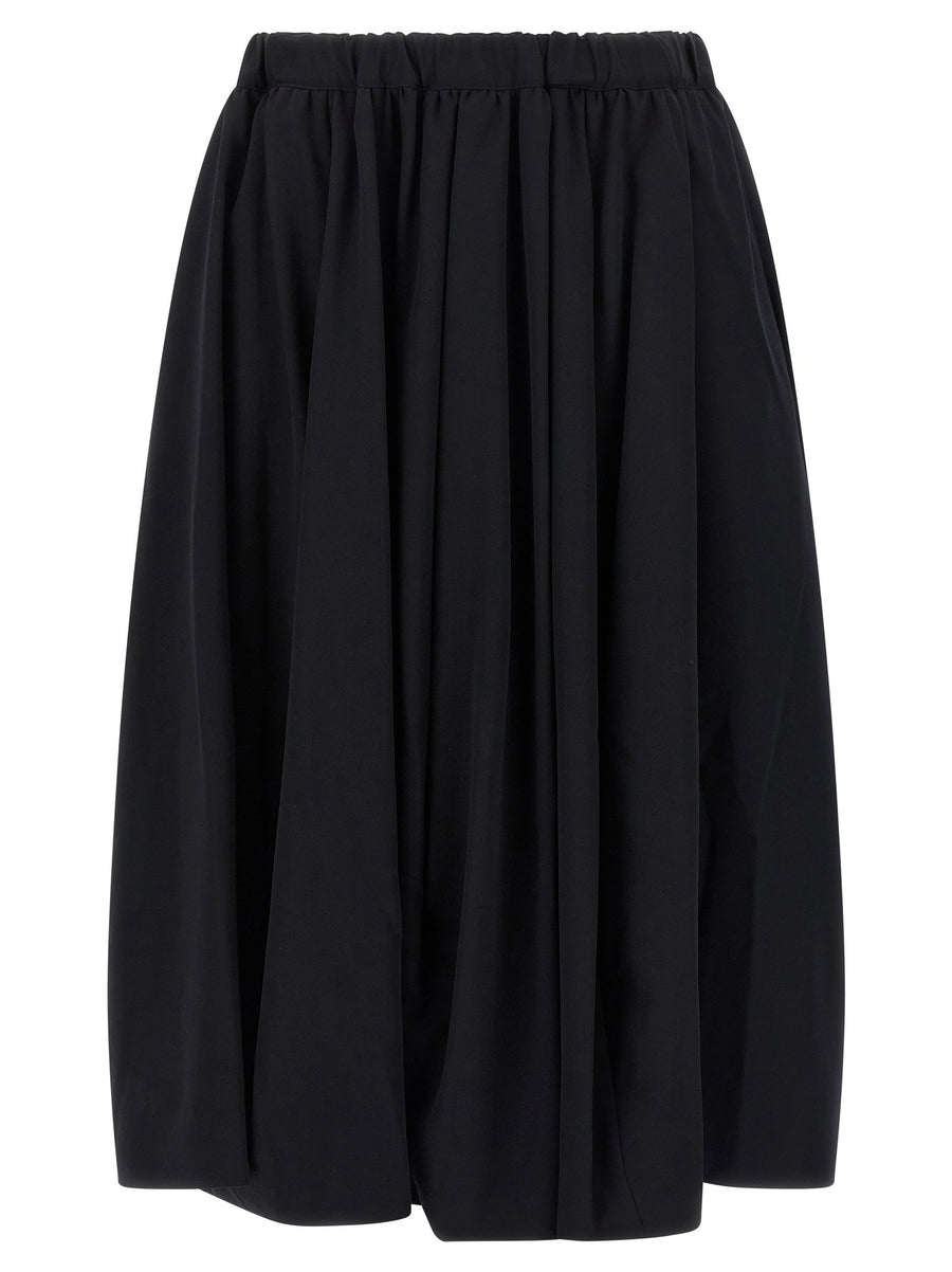 Comme Des Garcons Wool Maxi Skirt With Pleats Drawstring Waist Pockets For Women