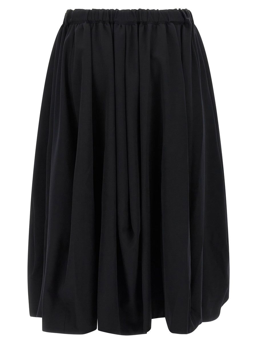 Comme Des Garcons Wool Maxi Skirt With Pleats Drawstring Waist Pockets For Women