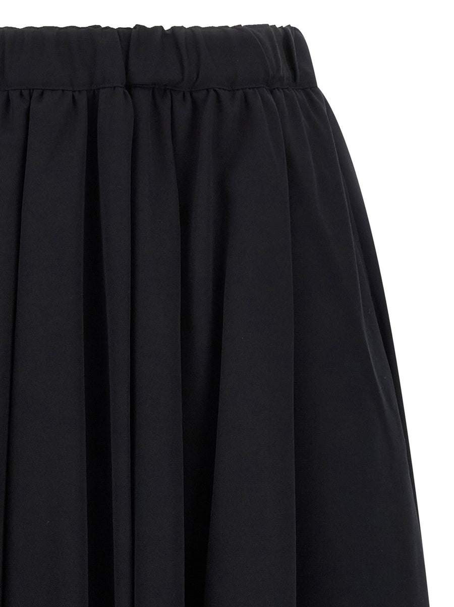Comme Des Garcons Wool Maxi Skirt With Pleats Drawstring Waist Pockets For Women