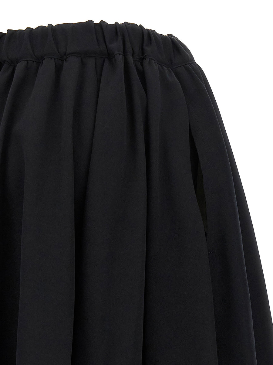 Comme Des Garcons Wool Maxi Skirt With Pleats Drawstring Waist Pockets For Women