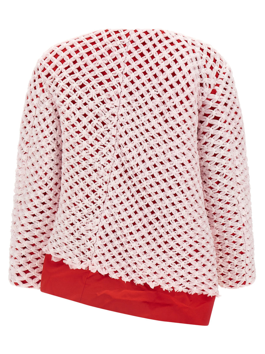 Comme Des Garcons Tulle Weave Blazer With Satin Shine Oversized Fit Womens Jacket