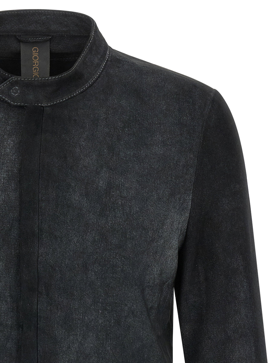 Giorgio Brato Stretch Biker Jacket For Women Unlined Waxed Lambskin High Neck Urban Edge