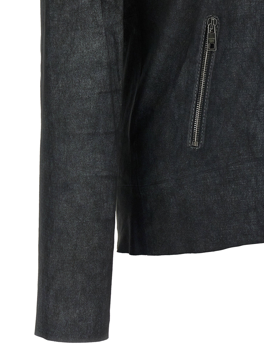 Giorgio Brato Stretch Biker Jacket For Women Unlined Waxed Lambskin High Neck Urban Edge