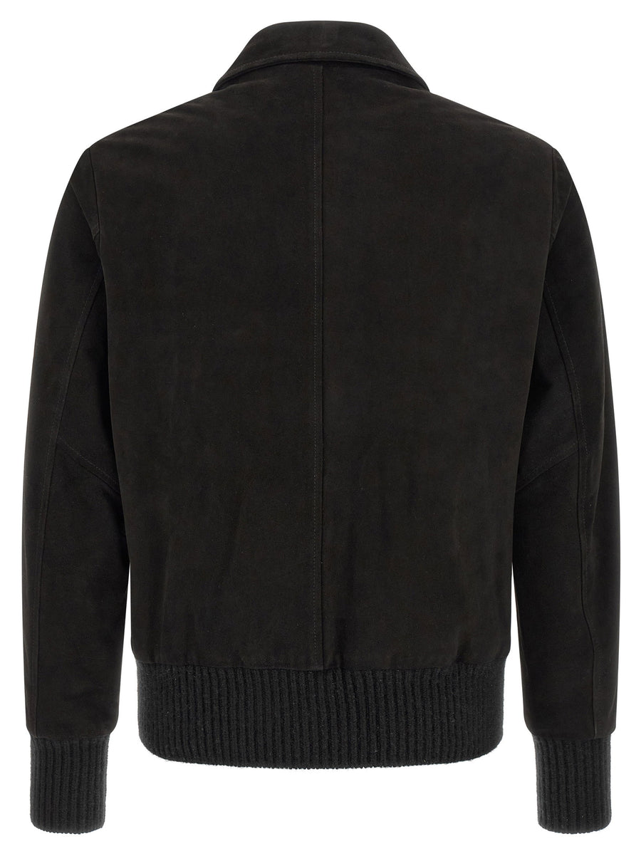 Giorgio Brato Aviator Lamb Leather Jacket Black Regular Fit