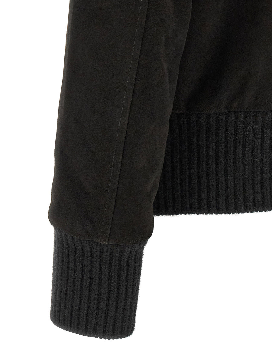 Giorgio Brato Aviator Lamb Leather Jacket Black Regular Fit