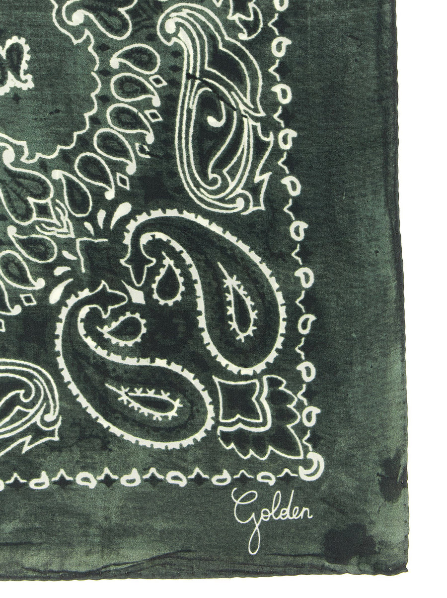 Golden Goose Green Paisley Silk Scarf Italian Made 70x70 One Size