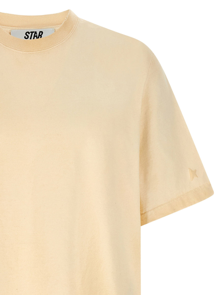 Golden Goose Logo T Shirt For Men Premium 100 Cotton Beige With Bold Back Print Detail