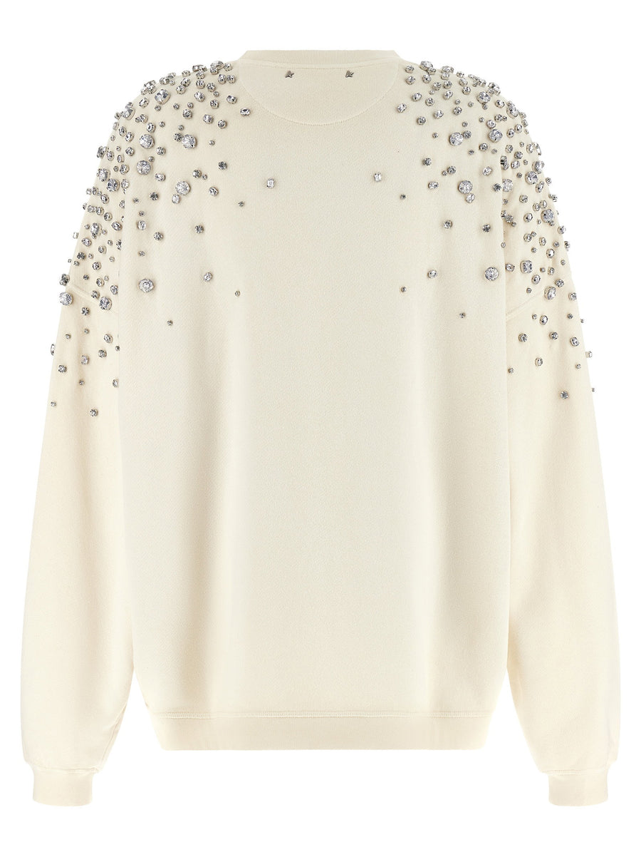 Golden Goose Journey White Cotton Sweatshirt Oversized Crew Neck