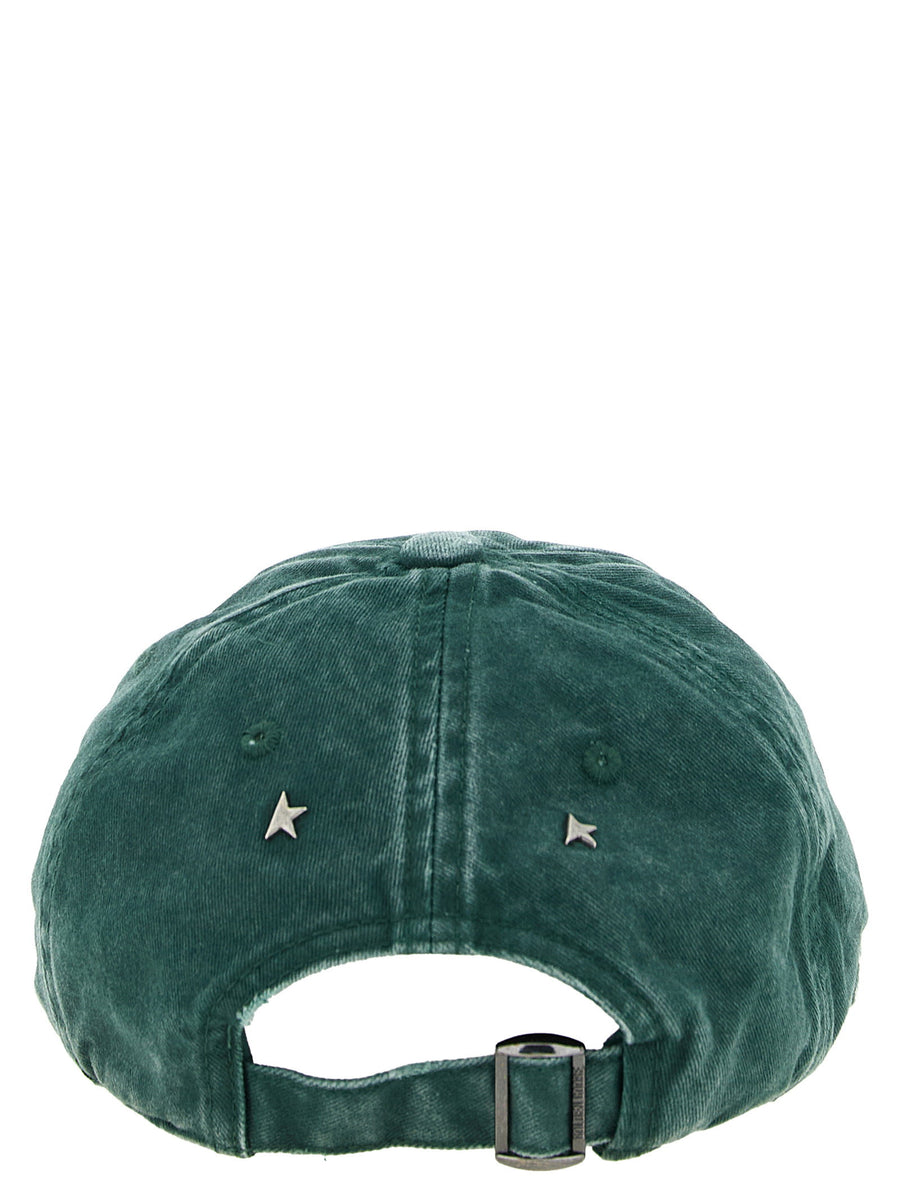 Golden Goose Journey Cap Dark Olive Washed Cotton Six Panel Embroidered Logo