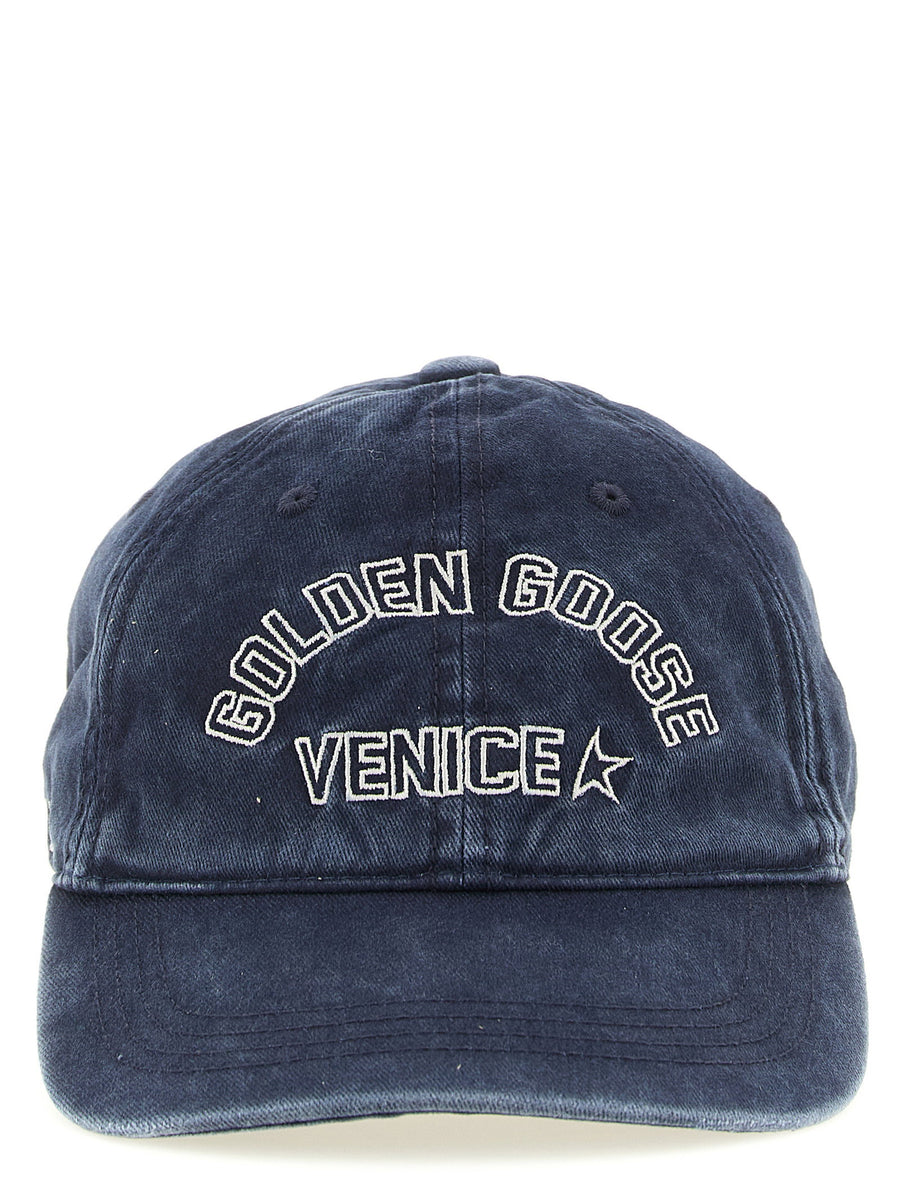 Golden Goose Journey Cap Blue One Hundred Percent Cotton Embroidered Logo