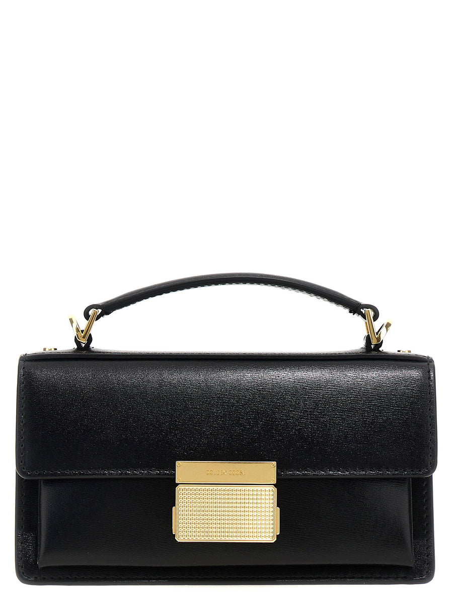 Golden Goose Venezia Small Handbag For Women Luxury Crossbody With Secure Metal Clip Closure In Palmellato Black Leather