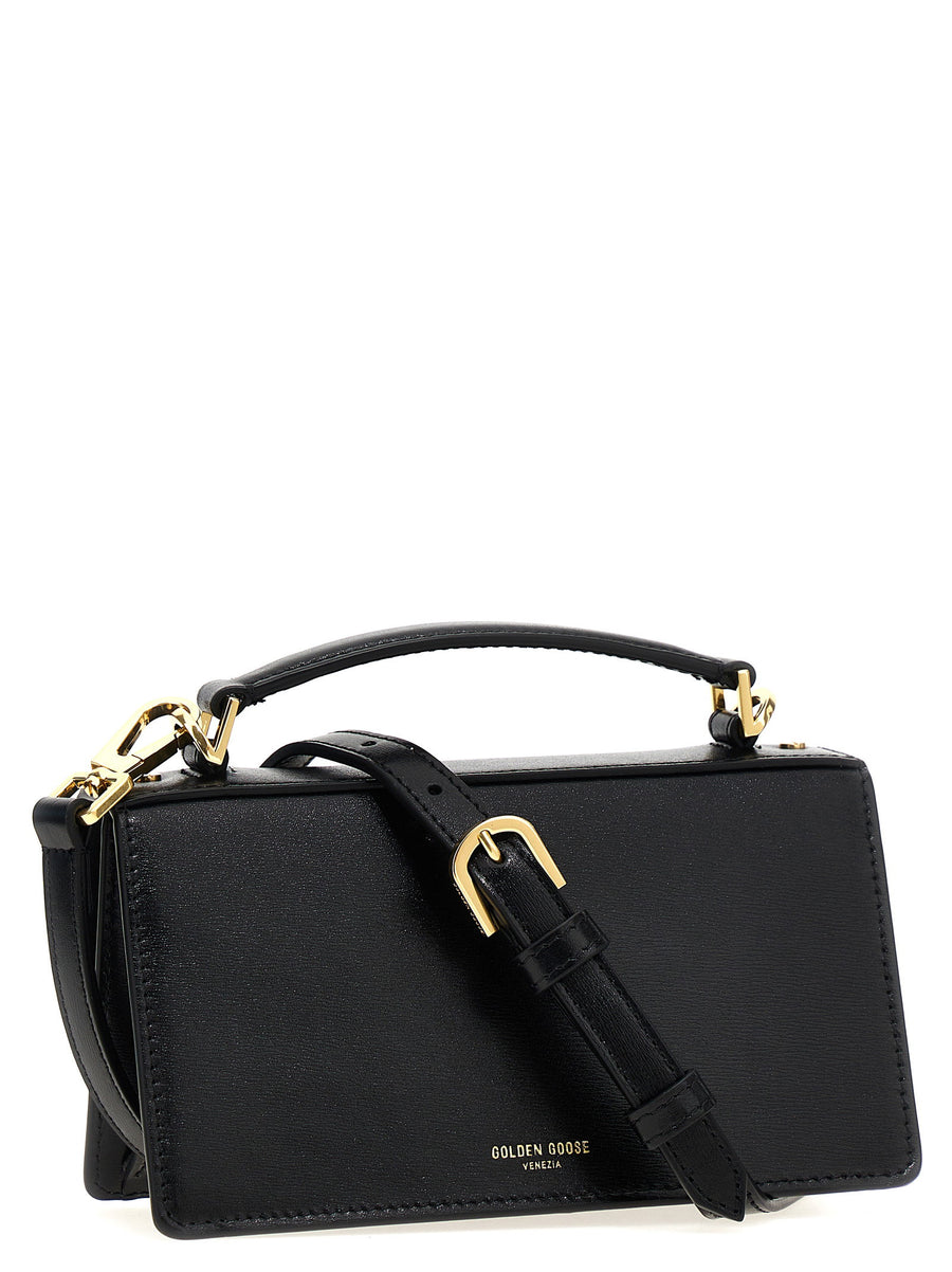 Golden Goose Venezia Small Handbag For Women Luxury Crossbody With Secure Metal Clip Closure In Palmellato Black Leather