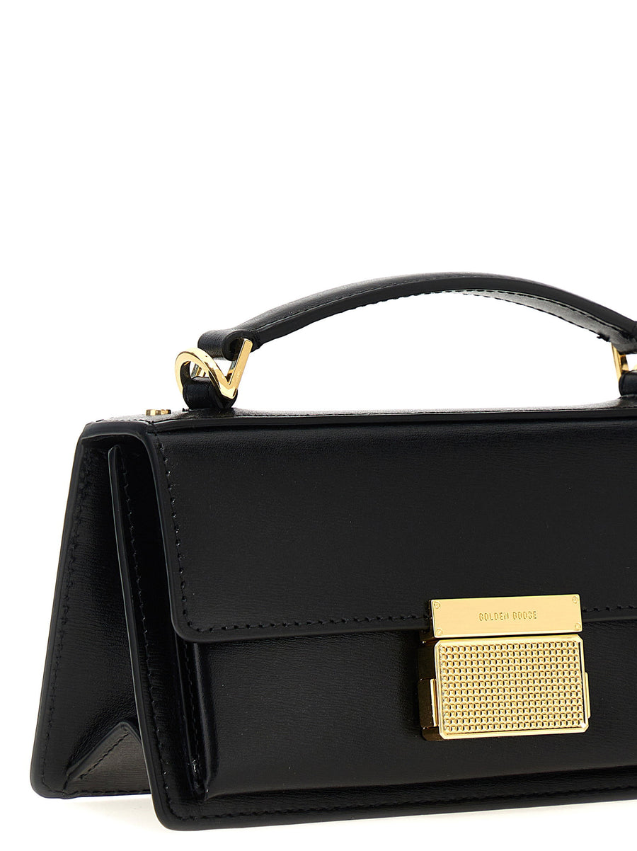 Golden Goose Venezia Small Handbag For Women Luxury Crossbody With Secure Metal Clip Closure In Palmellato Black Leather
