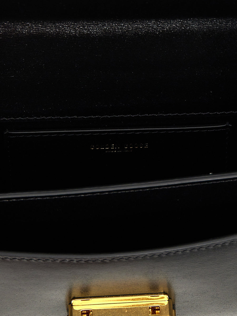 Golden Goose Venezia Small Handbag For Women Luxury Crossbody With Secure Metal Clip Closure In Palmellato Black Leather