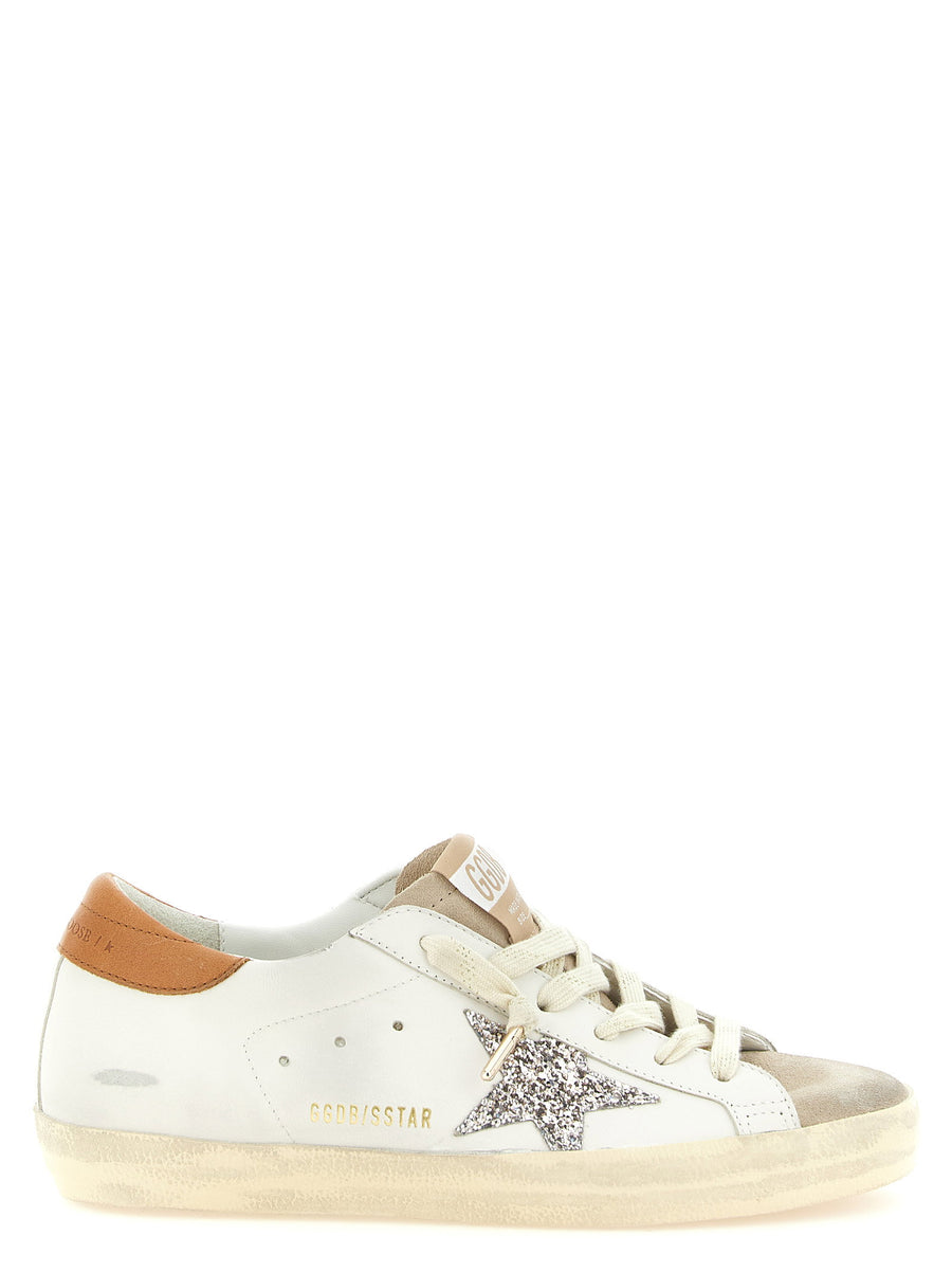 Golden Goose White Leather Superstar Sneakers For Women With Multicolor Accents