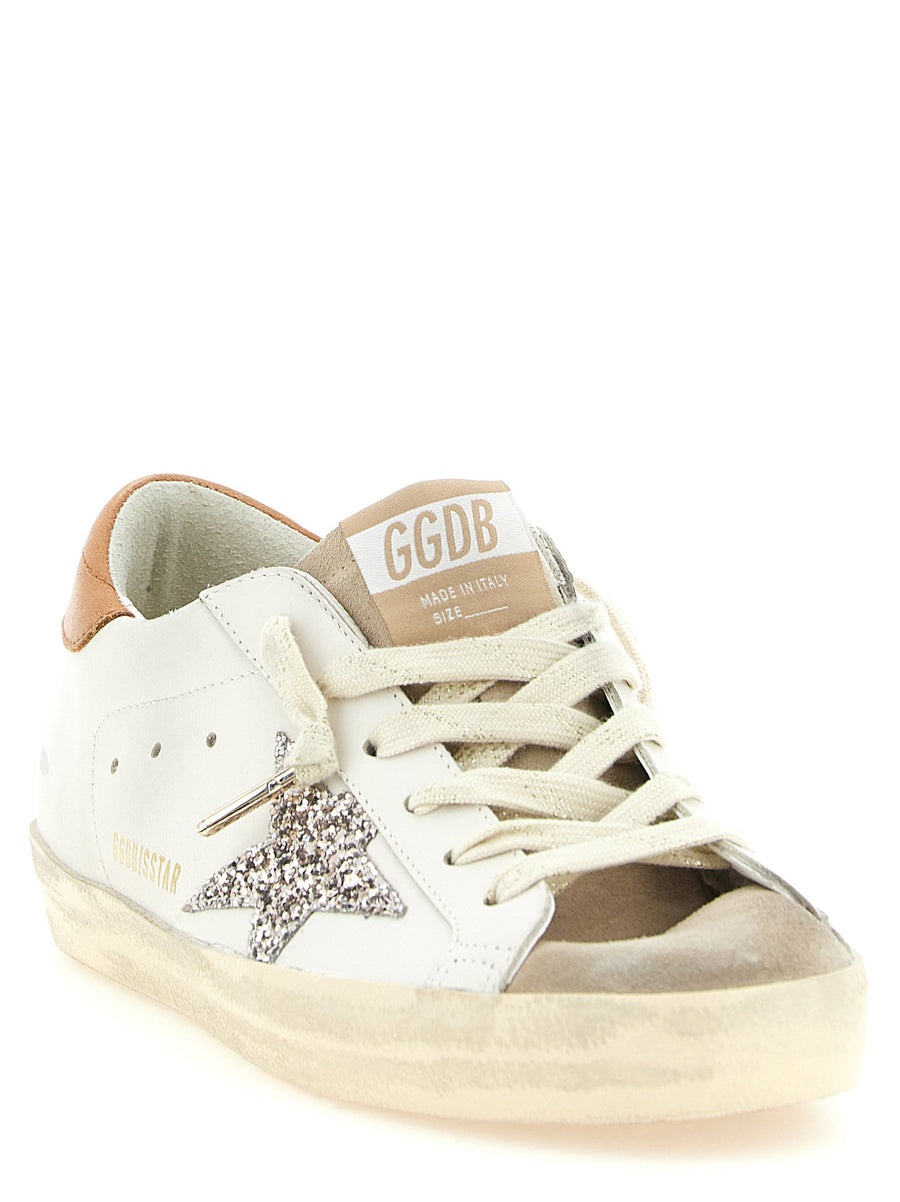 Golden Goose White Leather Superstar Sneakers For Women With Multicolor Accents