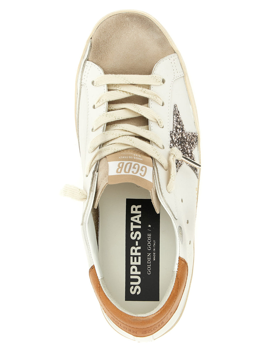 Golden Goose White Leather Superstar Sneakers For Women With Multicolor Accents
