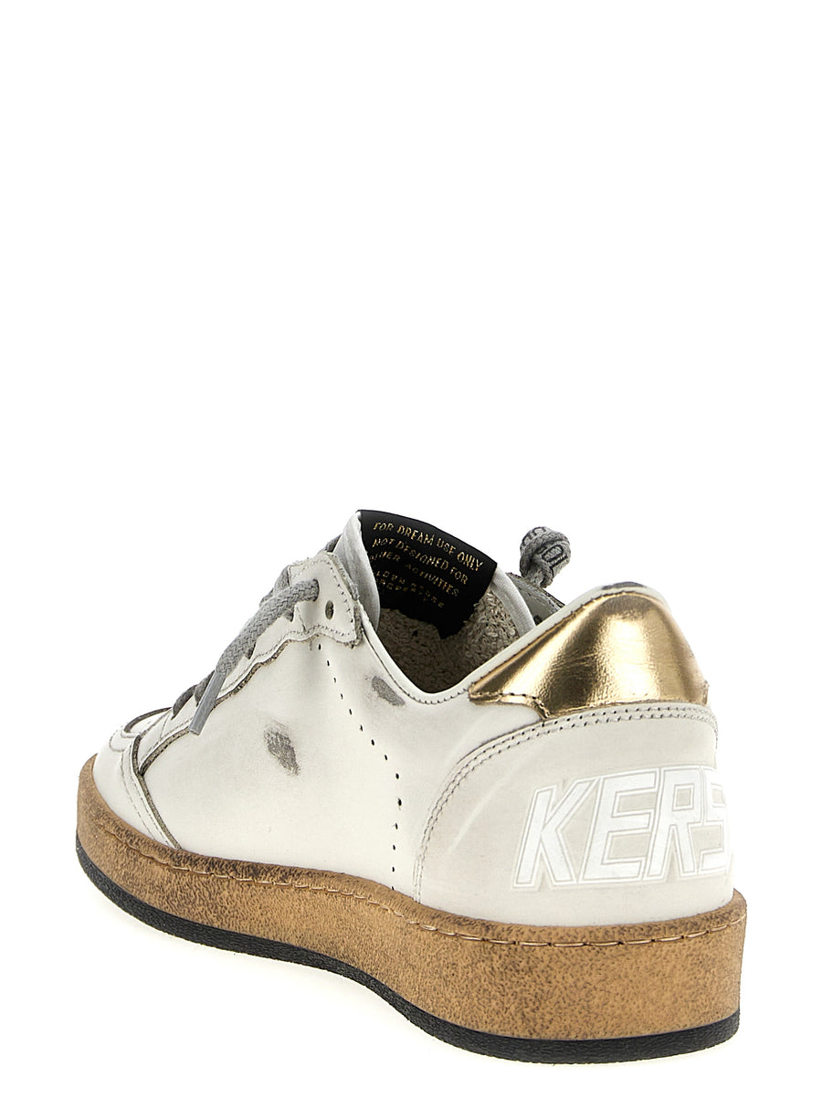 Golden Goose Ball Star Gold Sneakers For Women Luxury Leather With Used Effect Finish