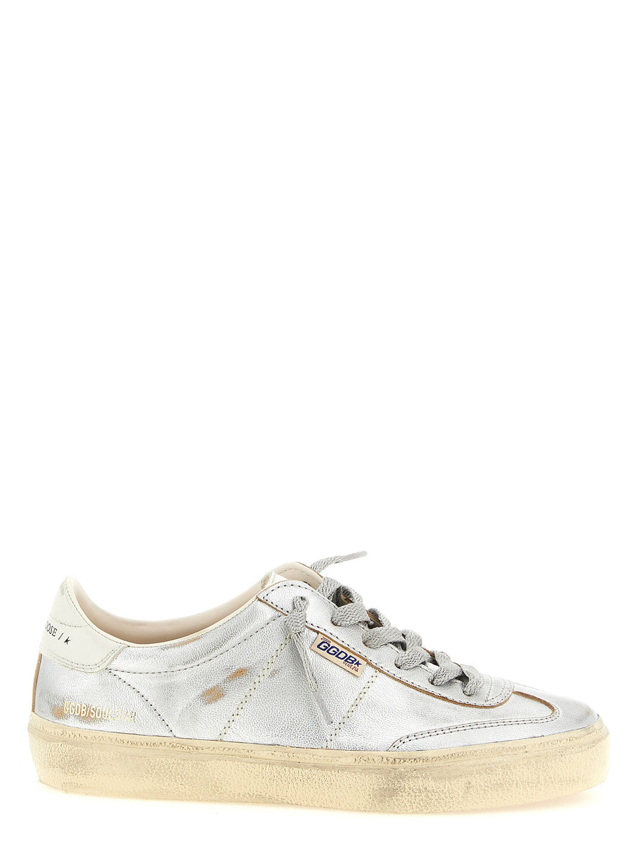 Golden Goose Soul Star Sneakers Silver Metallic Leather For Women Couture Statement High Shine