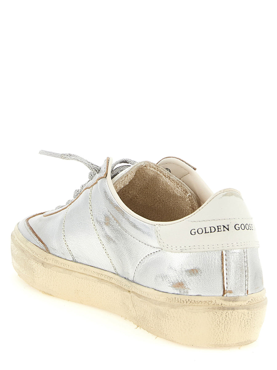Golden Goose Soul Star Sneakers Silver Metallic Leather For Women Couture Statement High Shine