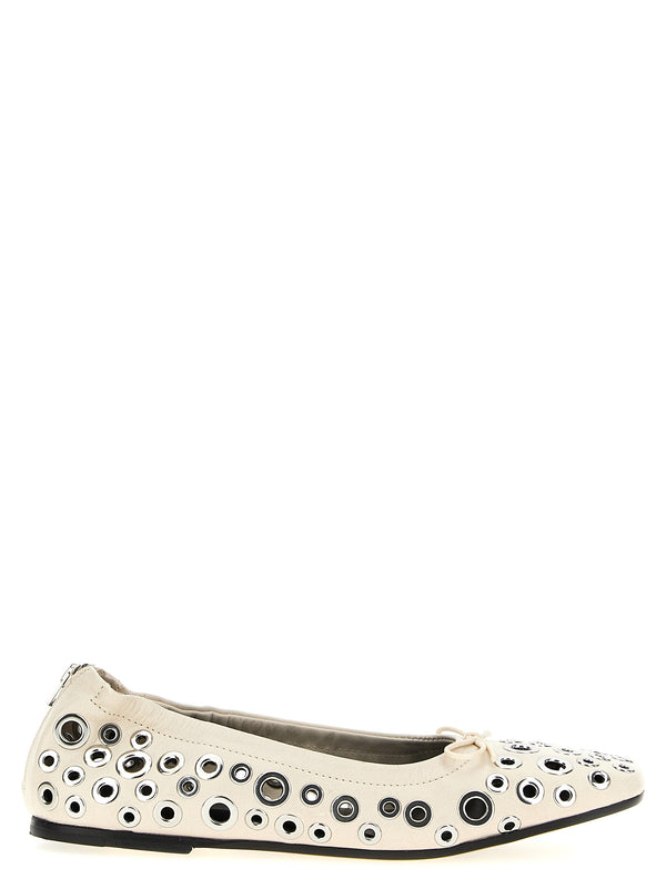 Golden Goose Amy Nappa Ballet Flats White Vintage Studded Back Zip For Women Luxury