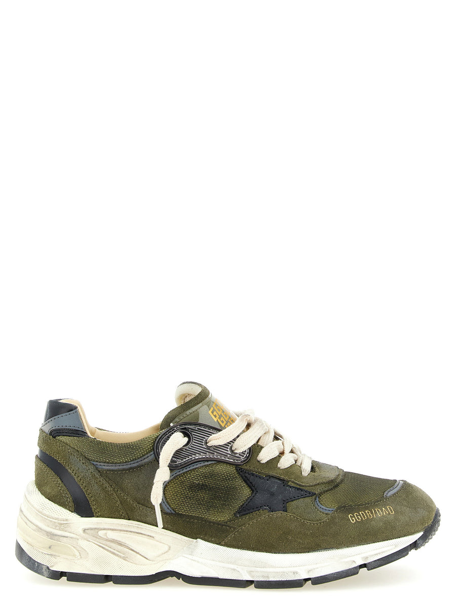 Golden Goose Women's Running Dad Sneakers Olive Green Suede Mesh Luxury