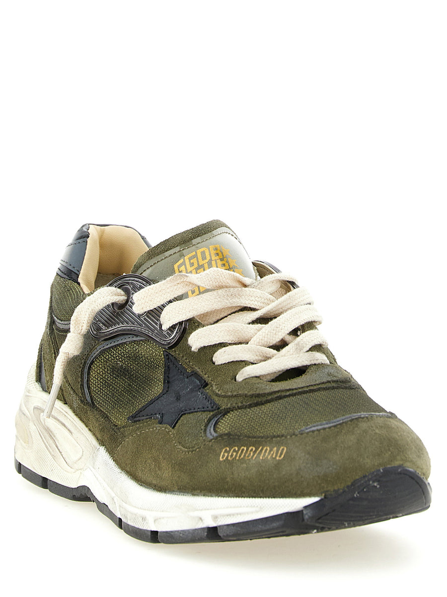 Golden Goose Women's Running Dad Sneakers Olive Green Suede Mesh Luxury