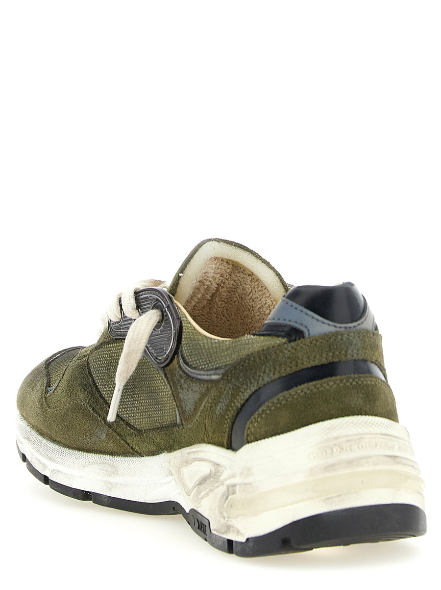 Golden Goose Women's Running Dad Sneakers Olive Green Suede Mesh Luxury