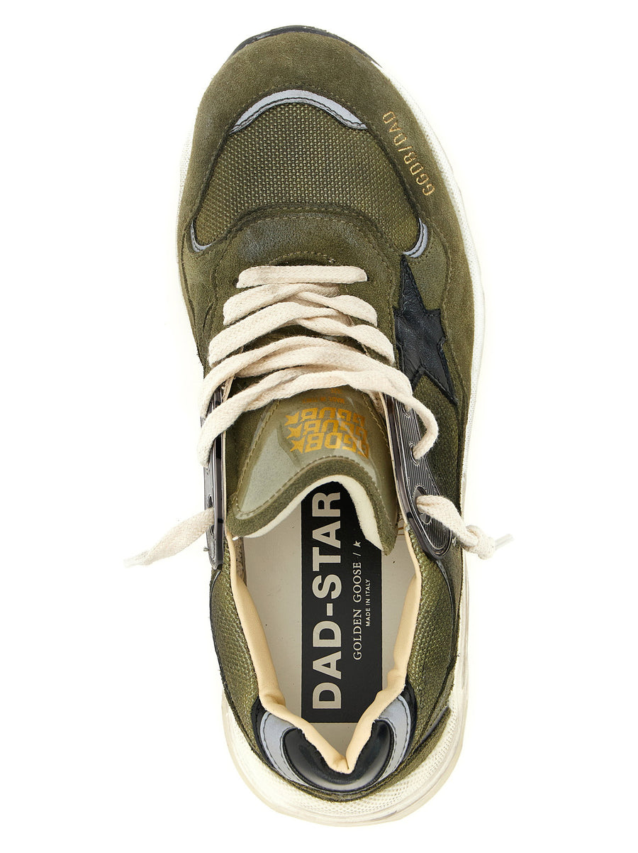 Golden Goose Women's Running Dad Sneakers Olive Green Suede Mesh Luxury