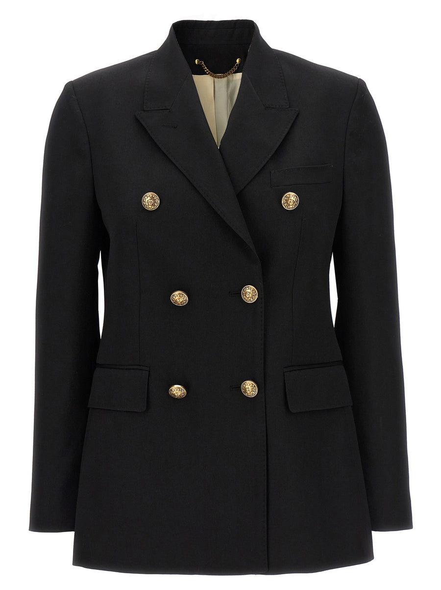 Golden Goose Diva Black Virgin Wool Double Breasted Blazer Peak Lapels