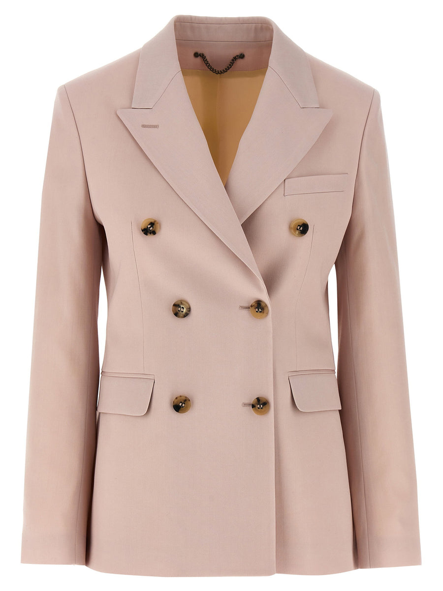 Golden Goose Diva Blazer For Women Pink Virgin Wool Double Breasted Structured Tailored Versatile Work To Evening