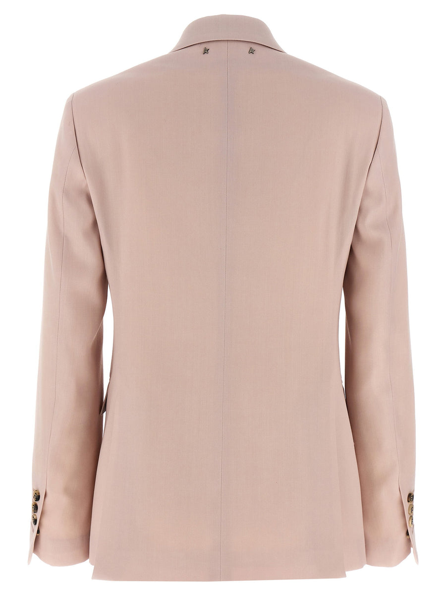 Golden Goose Diva Blazer For Women Pink Virgin Wool Double Breasted Structured Tailored Versatile Work To Evening