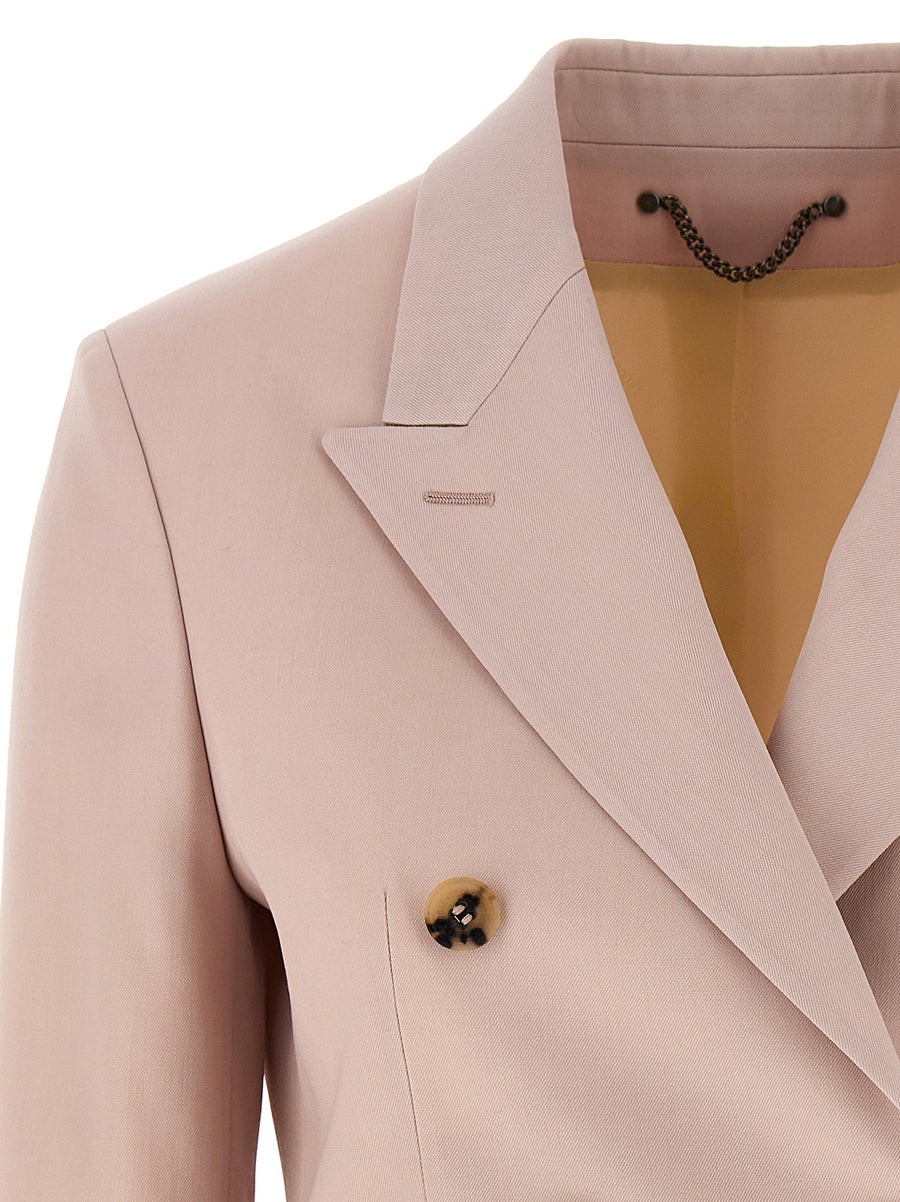 Golden Goose Diva Blazer For Women Pink Virgin Wool Double Breasted Structured Tailored Versatile Work To Evening